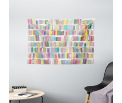 Colorful Cartoon Library Wide Tapestry