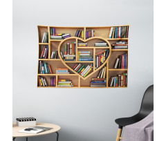 Love Reading Books Heart Wide Tapestry