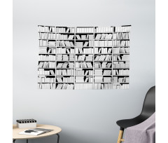 Monochromatic Bookshelves Wide Tapestry