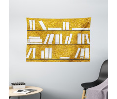 Simplistic Books on Shelves Wide Tapestry