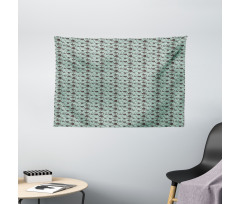 Chinese Curlicue Flowers Wide Tapestry