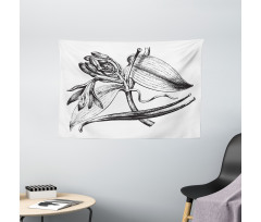 Vintage Engraved Flower Art Wide Tapestry