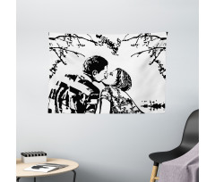 Young Couple in Love Print Wide Tapestry