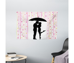 Couple Umbrella Romance Wide Tapestry