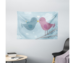 Simple Birds Romance Doodle Wide Tapestry