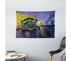 Kyiv City Night Art Wide Tapestry