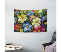 Flower Field Painting Wide Tapestry