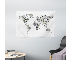 Car Parts World Map Wide Tapestry