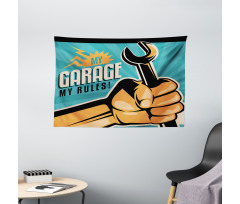 Retro Holding Wrench Wide Tapestry