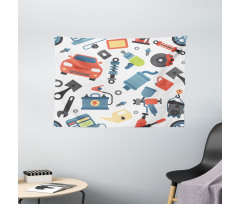 Car Repair Elements Wide Tapestry