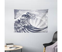 Oriental Japanese Waves Wide Tapestry