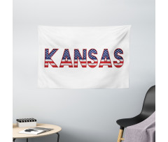 Kansas in Striped Lettering Wide Tapestry