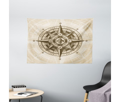 Vintage Nautical Windrose Wide Tapestry