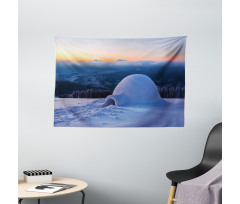 Huge Snowy Hut Wide Tapestry