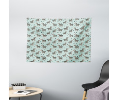 Animal and Tiny Hearts Wide Tapestry