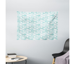 Sketchy Fish Breeds Pattern Wide Tapestry