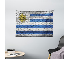 Flag Painted on Birck Wall Wide Tapestry