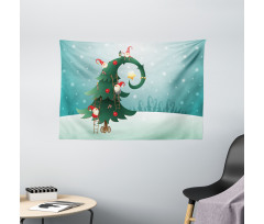 Christmas and Gnomes Wide Tapestry