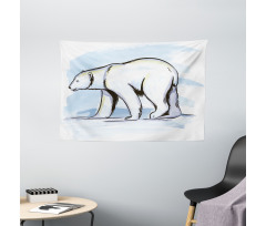 Pencil Sketch Polar Bear Wide Tapestry