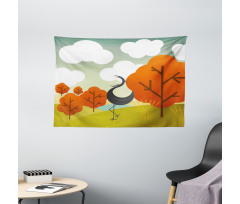 Abstract Bird Trees and Cloud Wide Tapestry