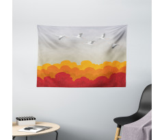 Flying Strokes Autumn Forest Wide Tapestry