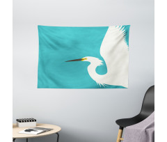 Side Drawn Heron Bird Wide Tapestry