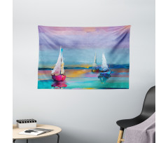 Modern Art Boat Sail Wide Tapestry