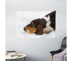 Innocently Lying Dog Wide Tapestry