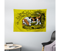 Hunting Dog Woods Wide Tapestry