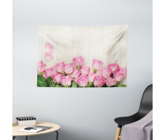 Blooming Rose Bouquet Wide Tapestry