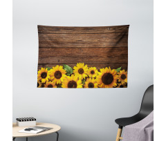 Autumn Sunflower Motif Wide Tapestry