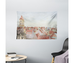 Pedestrian Town Cityscape Wide Tapestry