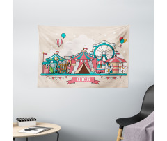 Circus Flat Balloons Wide Tapestry