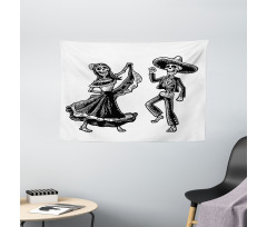 Day of the Dead Dancing Wide Tapestry