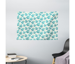 Corals and Fish Silhouette Wide Tapestry