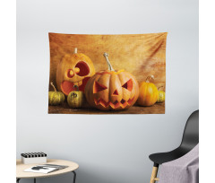 Jack O Lantern Carve Wide Tapestry