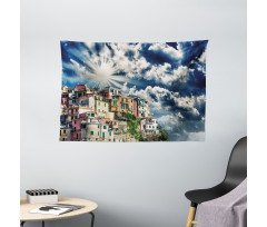 Mediterranean Coast Houses Wide Tapestry