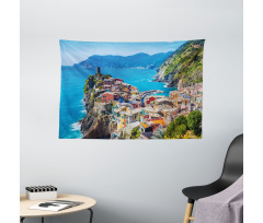 Italy Houses Cliff and Sea Wide Tapestry