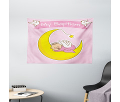 Moon Baby Girl Sleeping Wide Tapestry