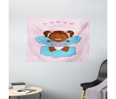 Child Flying on Clouds Wide Tapestry