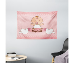 Baby with a Message Cartoon Wide Tapestry