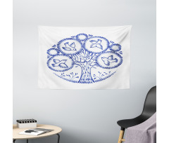 Birds in Botany Circles Wide Tapestry