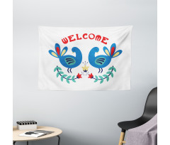 Ornamental Welcome Wide Tapestry