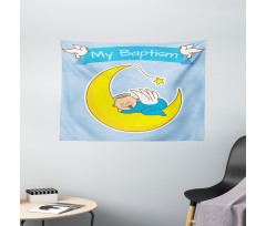 Baby Sleeps on the Moon Wide Tapestry