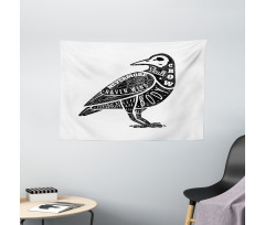 Gothic Bird Font Pattern Wide Tapestry