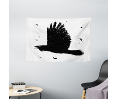 Gothic Ink Sketch Bird Wide Tapestry