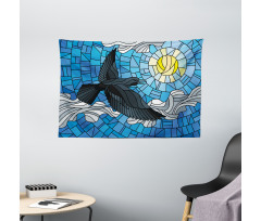 Stained Glass Bird Sky Wide Tapestry