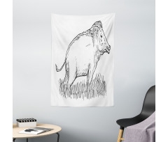 Outline Sketch Wild Boar Tapestry