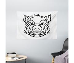 Uncolored Wild BoarHead Wide Tapestry