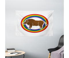 Wild Hog Boar in Rainbow Wide Tapestry